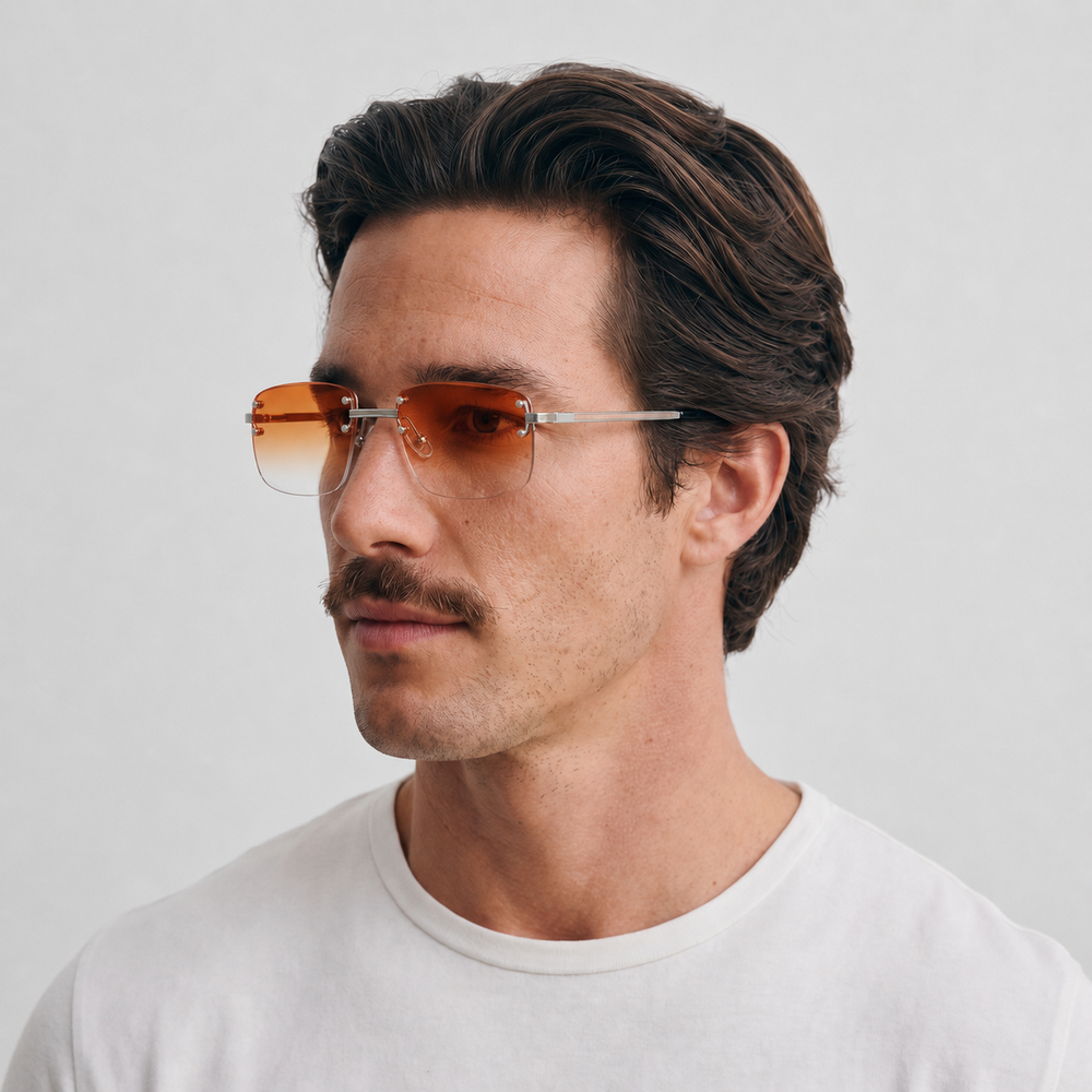 Homme portant les lunettes de soleil Grow Paris DUBAI - ORANGE